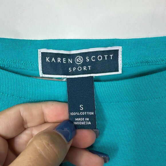 2/$24 Karen Scott Sport Cuffed Sleeve Shift Dress Teal Small #A0346 TRB2 - Picture 5 of 7